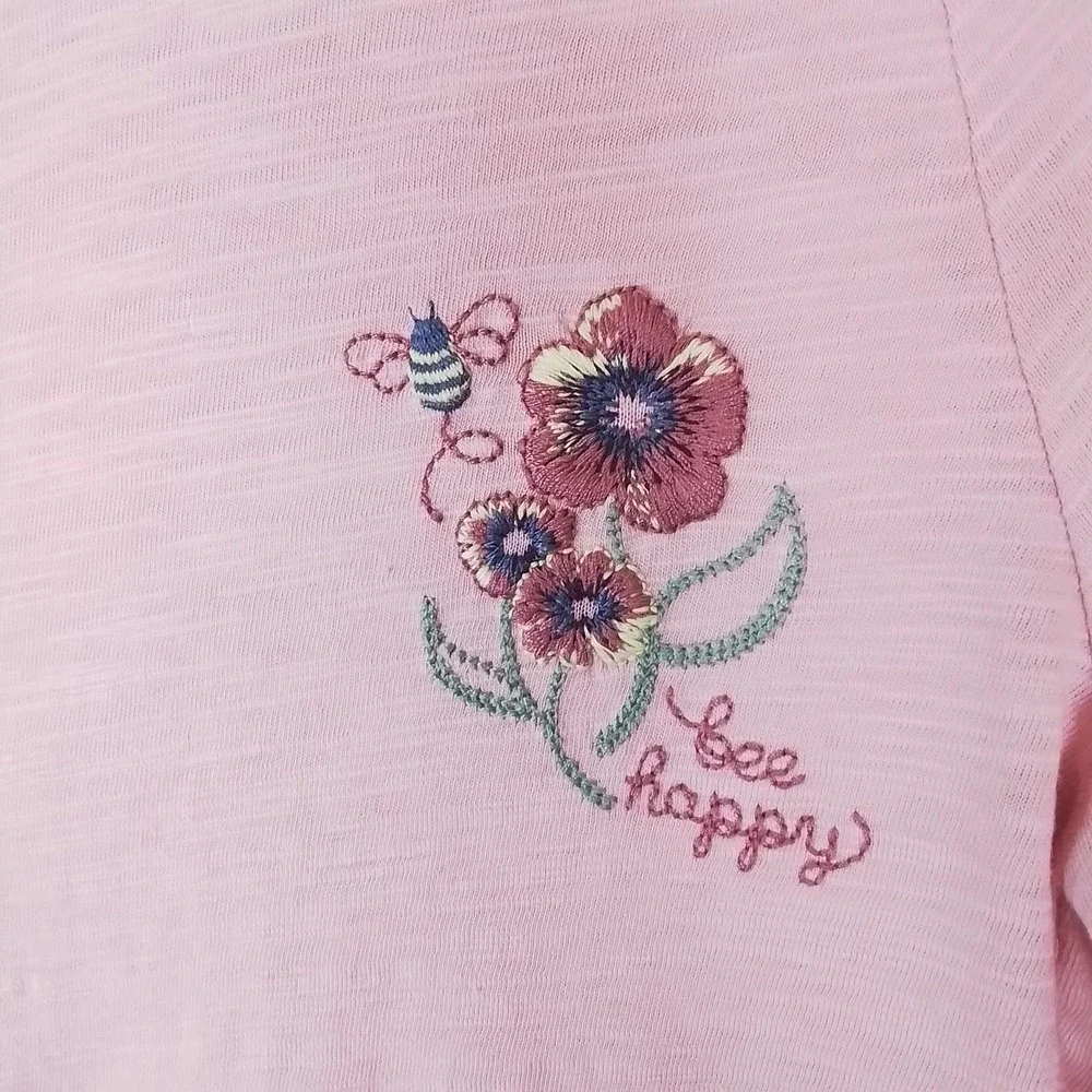 OshKosh Cotton Hoodie Tee Girl's Size 4 Pink w/ Bee Theme‎